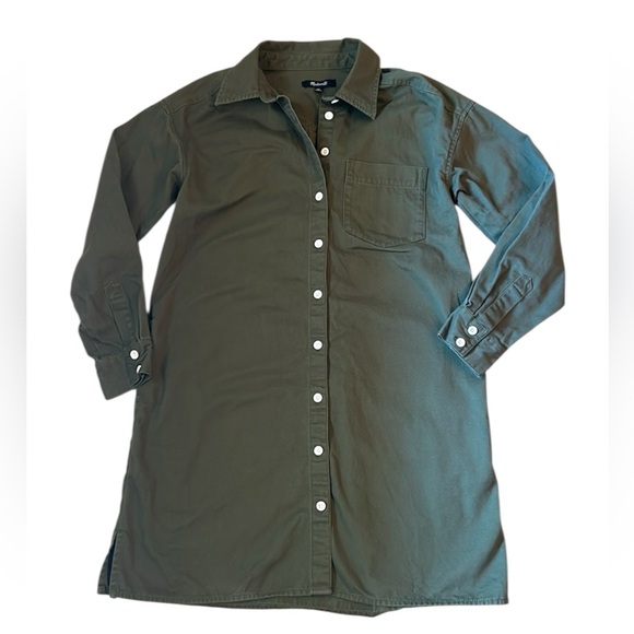 Madewell Dresses & Skirts - Madewell Mini Shirtdress Longsleeve Button Down with Pockets Green Women Size XS